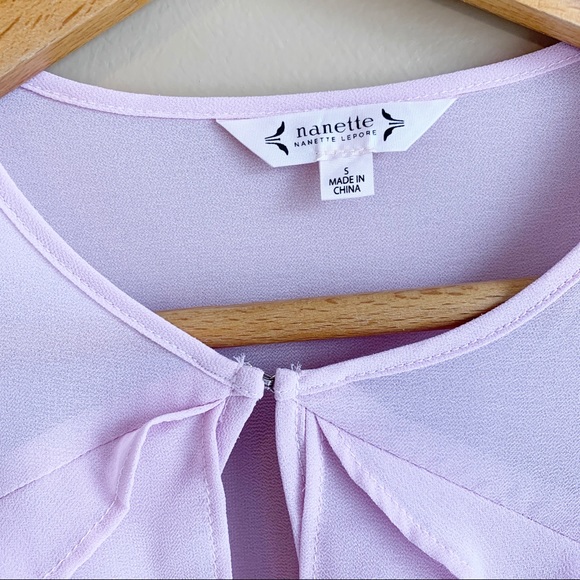 NANETTE LEPORE sheer lilac ruffle tied blouse Smal - Picture 3 of 5
